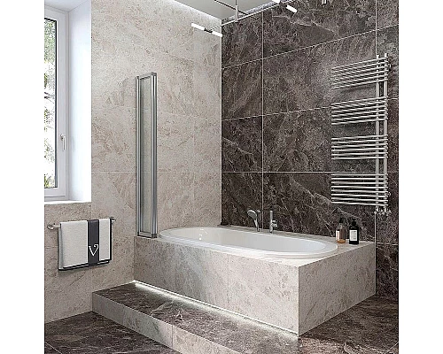 Купить Шторка на ванну Veconi Palau 120 L PL74L-120-01-19C4 профиль Хром стекло прозрачное в магазине сантехники Santeh-Crystal.ru