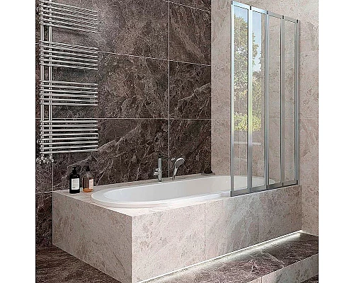 Приобрести Шторка на ванну Veconi Palau 120 R PL74R-120-01-19C4 профиль Хром стекло прозрачное в магазине сантехники Santeh-Crystal.ru