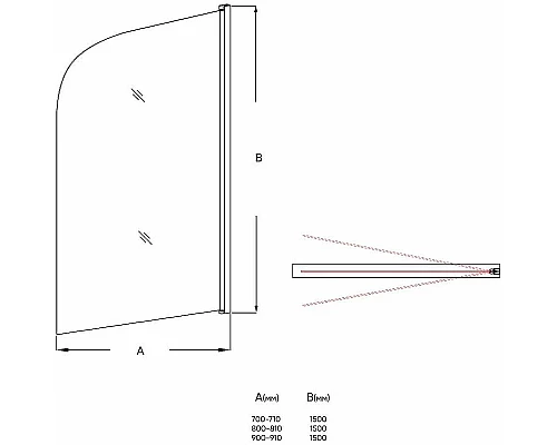 Купить Шторка на ванну Veconi Palau 90 PL80-90-01-19C1 профиль Хром стекло прозрачное в магазине сантехники Santeh-Crystal.ru