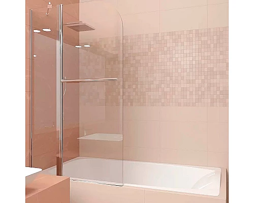 Купить Шторка на ванну Veconi Palau 80 PL81-80-01-19C1 профиль Хром стекло прозрачное в магазине сантехники Santeh-Crystal.ru