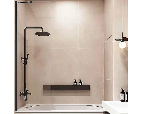 Заказать Шторка на ванну Veconi Palau 70 PL84B-70-01-C7 профиль Черный матовый стекло прозрачное в магазине сантехники Santeh-Crystal.ru