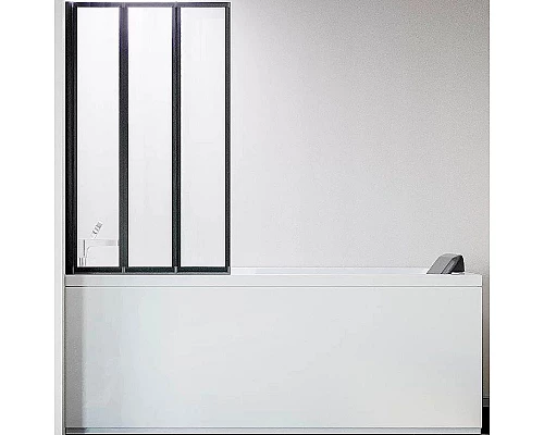 Купить Шторка на ванну Veconi Palau PL-73BL 120 L PL73BL-120-01-19C4 профиль Черный матовый стекло прозрачное в магазине сантехники Santeh-Crystal.ru