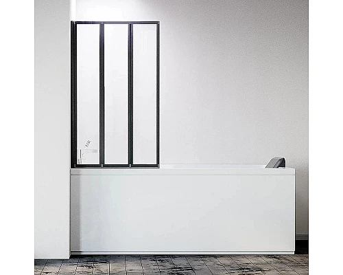 Купить Шторка на ванну Veconi Palau PL-73BL 120 L PL73BL-120-01-19C4 профиль Черный матовый стекло прозрачное в магазине сантехники Santeh-Crystal.ru