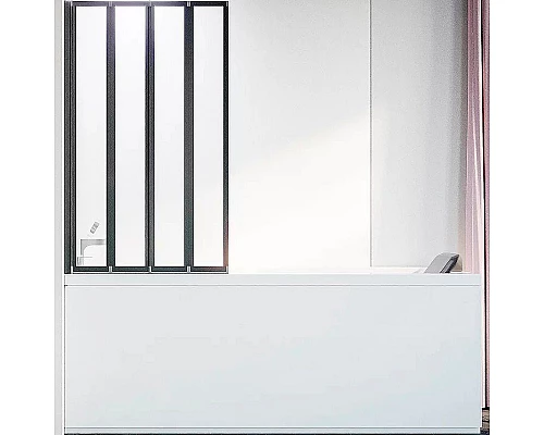 Купить Шторка на ванну Veconi Palau PL-74BL 90 L PL74BL-90-01-19C4 профиль Черный матовый стекло прозрачное в магазине сантехники Santeh-Crystal.ru