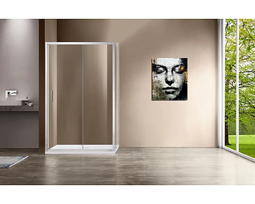 Приобрести Душевой уголок Vincea Garda 140х80 VSR-1G8014CL профиль Хром стекло прозрачное в магазине сантехники Santeh-Crystal.ru