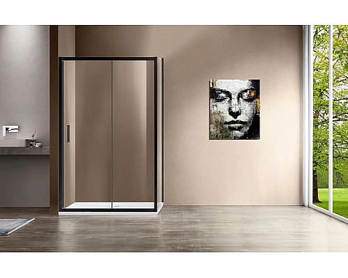 Купить Душевой уголок Vincea Garda 140х90 VSR-1G9014CLB профиль Черный стекло прозрачное в магазине сантехники Santeh-Crystal.ru