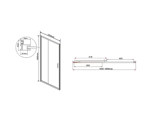 Заказать Душевая дверь Vincea Garda 105 VDS-1G105CL профиль Хром стекло прозрачное в магазине сантехники Santeh-Crystal.ru