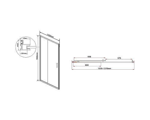 Приобрести Душевая дверь Vincea Garda 135 VDS-1G135CH профиль Хром стекло шиншилла в магазине сантехники Santeh-Crystal.ru