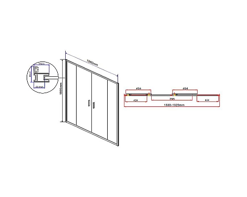 Купить Душевая дверь Vincea Garda 190 VDS-1G2190CL профиль Хром стекло прозрачное в магазине сантехники Santeh-Crystal.ru