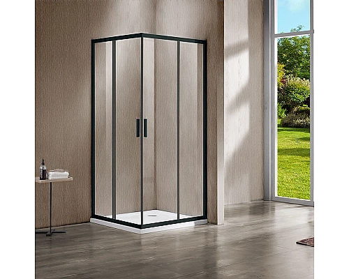 Купить Душевой уголок Vincea Garda 110x100 VSS-1G1011CLB профиль Черный стекло прозрачное в магазине сантехники Santeh-Crystal.ru