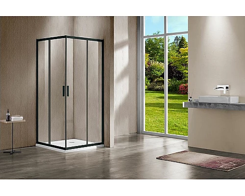 Купить Душевой уголок Vincea Garda 110x100 VSS-1G1011CLB профиль Черный стекло прозрачное в магазине сантехники Santeh-Crystal.ru