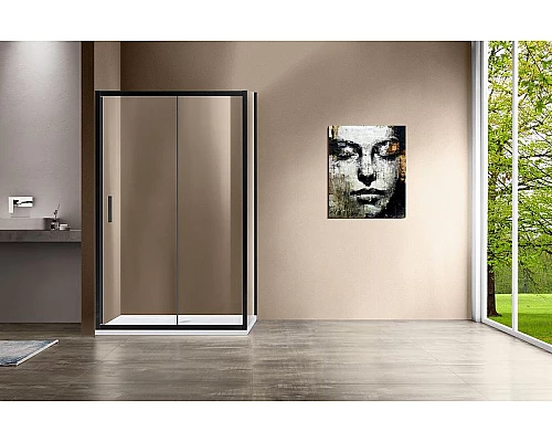 Купить Душевой уголок Vincea Garda 140x100 VSR-1G1014CLB профиль Черный стекло прозрачное в магазине сантехники Santeh-Crystal.ru