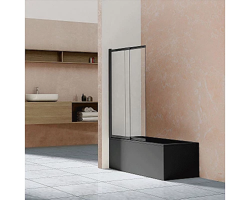 Купить Шторка на ванну Vincea VSB 100х145 VSB-1E100CLB профиль Черный матовый стекло прозрачное в магазине сантехники Santeh-Crystal.ru