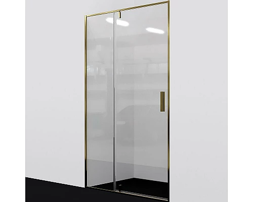 Купить Душевая дверь WasserKRAFT Aisch 100 55P12 профиль Матовое золото стекло прозрачное в магазине сантехники Santeh-Crystal.ru