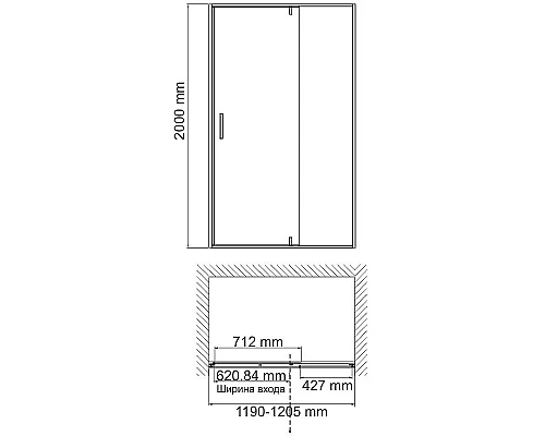 Приобрести Душевая дверь WasserKRAFT Aisch 120 55P05 профиль Матовое золото стекло прозрачное в магазине сантехники Santeh-Crystal.ru