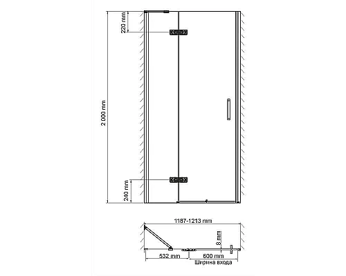 Заказать Душевая дверь WasserKRAFT Aller 120 L 10H05LWHITE профиль Хром стекло прозрачное в магазине сантехники Santeh-Crystal.ru