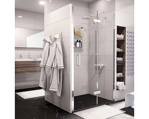 Купить Душевая дверь WasserKRAFT Aller 120 R 10H05RWHITE профиль Хром стекло прозрачное в магазине сантехники Santeh-Crystal.ru