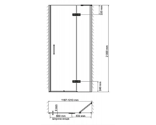 Купить Душевая дверь WasserKRAFT Aller 120 R 10H05RWHITE профиль Хром стекло прозрачное в магазине сантехники Santeh-Crystal.ru