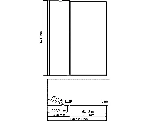 Заказать Шторка на ванну WasserKRAFT Berkel 110 48P02-110B профиль Черный стекло прозрачное в магазине сантехники Santeh-Crystal.ru