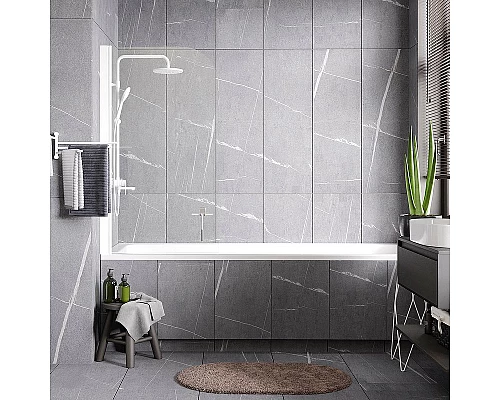 Купить Шторка на ванну WasserKRAFT Leine 80 35P01-80W профиль Белый матовый стекло прозрачное в магазине сантехники Santeh-Crystal.ru