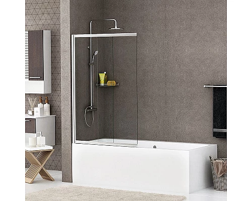 Купить Шторка на ванну WasserKRAFT Main 80 41S02-80WS профиль Хром стекло прозрачное в магазине сантехники Santeh-Crystal.ru