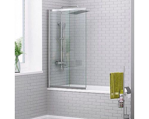Купить Шторка на ванну WasserKRAFT Main 80 41S02-80WS профиль Хром стекло прозрачное в магазине сантехники Santeh-Crystal.ru