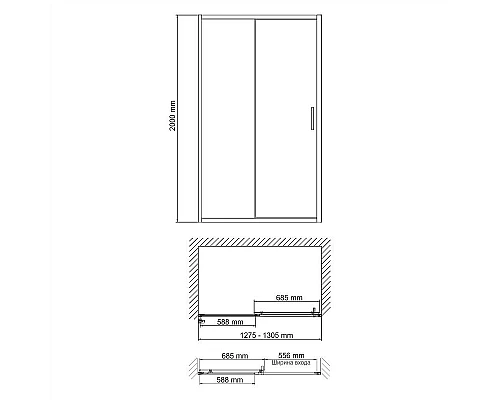 Приобрести Душевая дверь WasserKRAFT Main 130 41S30 профиль Хром стекло прозрачное в магазине сантехники Santeh-Crystal.ru