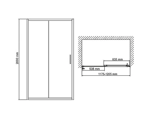 Купить Душевая дверь WasserKRAFT Main 120 41S05 профиль Хром стекло прозрачное в магазине сантехники Santeh-Crystal.ru