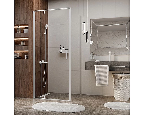 Приобрести Душевой уголок WasserKRAFT Neime 90x100 19P18 профиль Белый матовый стекло прозрачное в магазине сантехники Santeh-Crystal.ru