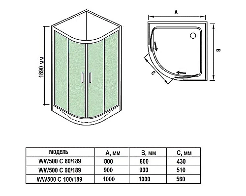 Купить Душевой уголок WeltWasser WW500 С 100х100 10000004086 профиль Хром матовый стекло прозрачное в магазине сантехники Santeh-Crystal.ru