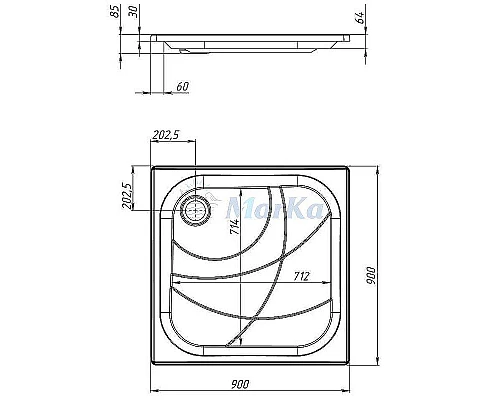 Купить Акриловый поддон для душа 1MarKa Freya New 90x90 01пфн90п Белый в магазине сантехники Santeh-Crystal.ru