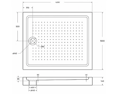 Акриловый поддон для душа BelBagno Tray 120x100 TRAY-BB-AH-120/100-15-W Белый