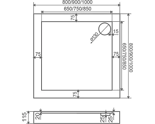 Купить Акриловый поддон для душа Creto Ferum 80х80 9-1001 Белый в магазине сантехники Santeh-Crystal.ru