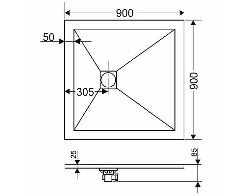 Приобрести Душевой поддон из искусственного камня Grossman Strong 90x90 GR-S19090Q Белый в магазине сантехники Santeh-Crystal.ru