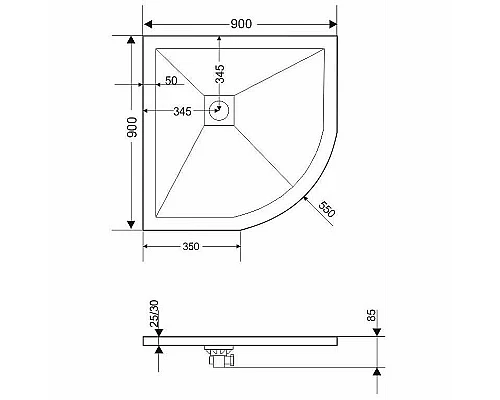 Заказать Душевой поддон из искусственного камня Grossman Strong 90x90 GR-S29090 Графит в магазине сантехники Santeh-Crystal.ru