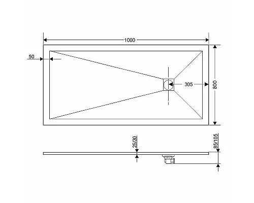 Купить Душевой поддон из искусственного камня Grossman Strong 80x100 GR-S280100Q Графит в магазине сантехники Santeh-Crystal.ru
