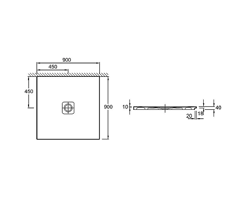 Приобрести Керамический душевой поддон Jacob Delafon Replay 90х90 N140K-220 Белый в магазине сантехники Santeh-Crystal.ru