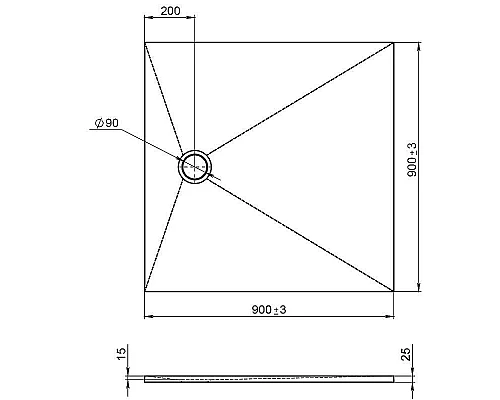 Купить Душевой поддон из материала Flight Jacob Delafon Tolbiac 90x90 E6D327RU-NGM Черный матовый в магазине сантехники Santeh-Crystal.ru