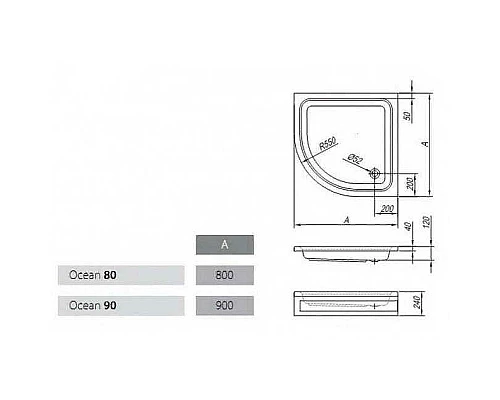 Купить Акриловый поддон для душа Kolpa San Ocean 90х90 563060 Белый в магазине сантехники Santeh-Crystal.ru