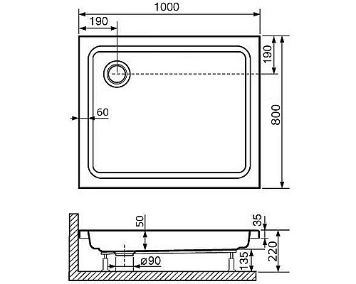 Купить Акриловый поддон для душа RGW Acrylic Style 100x80 16180280-11 Белый в магазине сантехники Santeh-Crystal.ru