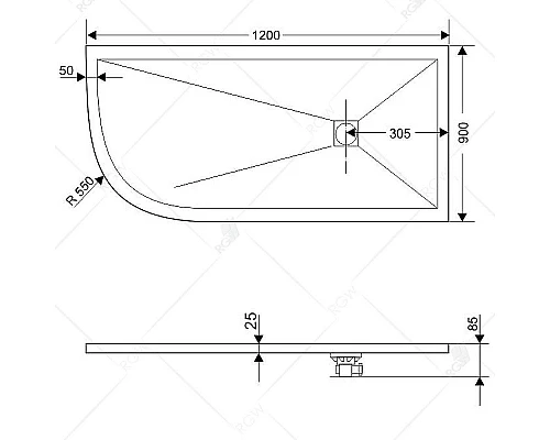 Заказать Душевой поддон из искусственного камня RGW Stone Tray ST/AR-0129G 120x90 R 16154129-02R Графит в магазине сантехники Santeh-Crystal.ru