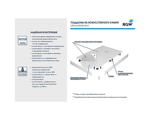 Купить Душевой поддон из искусственного камня RGW Stone Tray ST/AR-0129W 120x90 R 16154129-01R Белый в магазине сантехники Santeh-Crystal.ru