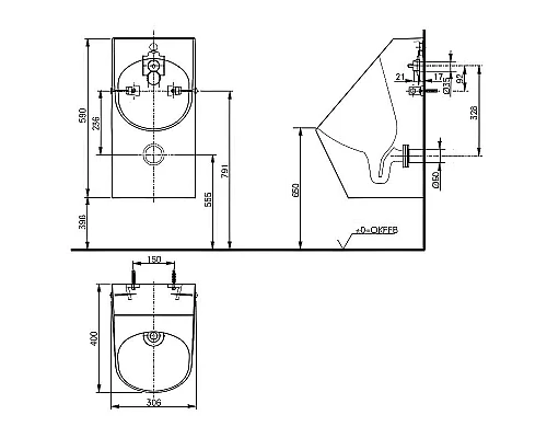 Заказать Писсуар Toto Public UWN926EBS#XW подвесной Белый в магазине сантехники Santeh-Crystal.ru