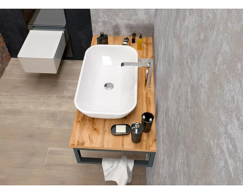 Купить Столешница под раковину 1MarKa Grunge Loft 100 У85832 подвесная Дуб вотан в магазине сантехники Santeh-Crystal.ru