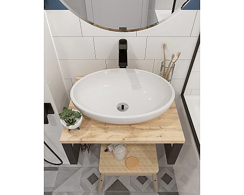 Заказать Столешница под раковину 1MarKa Grunge Loft 60 Ц0000001584 Дуб вотан в магазине сантехники Santeh-Crystal.ru