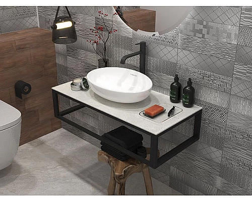 Купить Столешница под раковину 1MarKa Loft 100 Ц0000008733 Светло-серый МА01 Nat в магазине сантехники Santeh-Crystal.ru