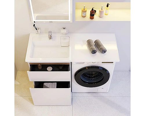 Купить Раковина AM.PM X-Joy 120 L M85AWPL1201WG на стиральную машину Белая в магазине сантехники Santeh-Crystal.ru