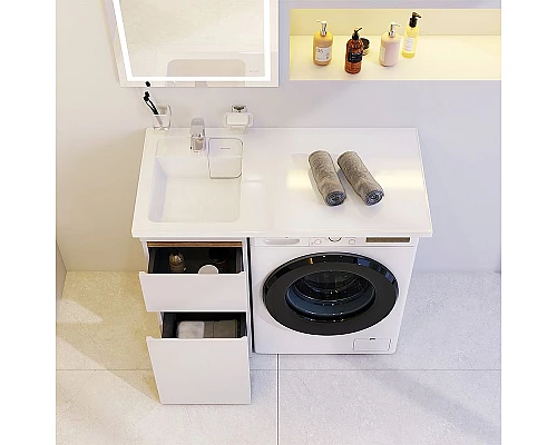 Приобрести Раковина AM.PM X-Joy 100 L M85AWPL1001WG на стиральную машину Белая в магазине сантехники Santeh-Crystal.ru