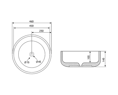 Заказать Раковина-чаша Abber Bequem 46 AC2100MB Черная матовая в магазине сантехники Santeh-Crystal.ru