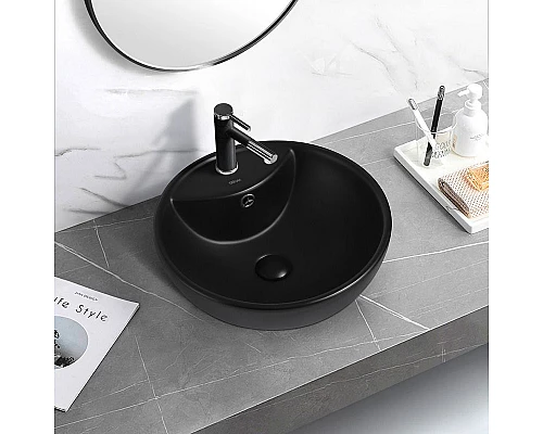 Купить Раковина Abber Bequem 46 AC2101MB Черная матовая в магазине сантехники Santeh-Crystal.ru